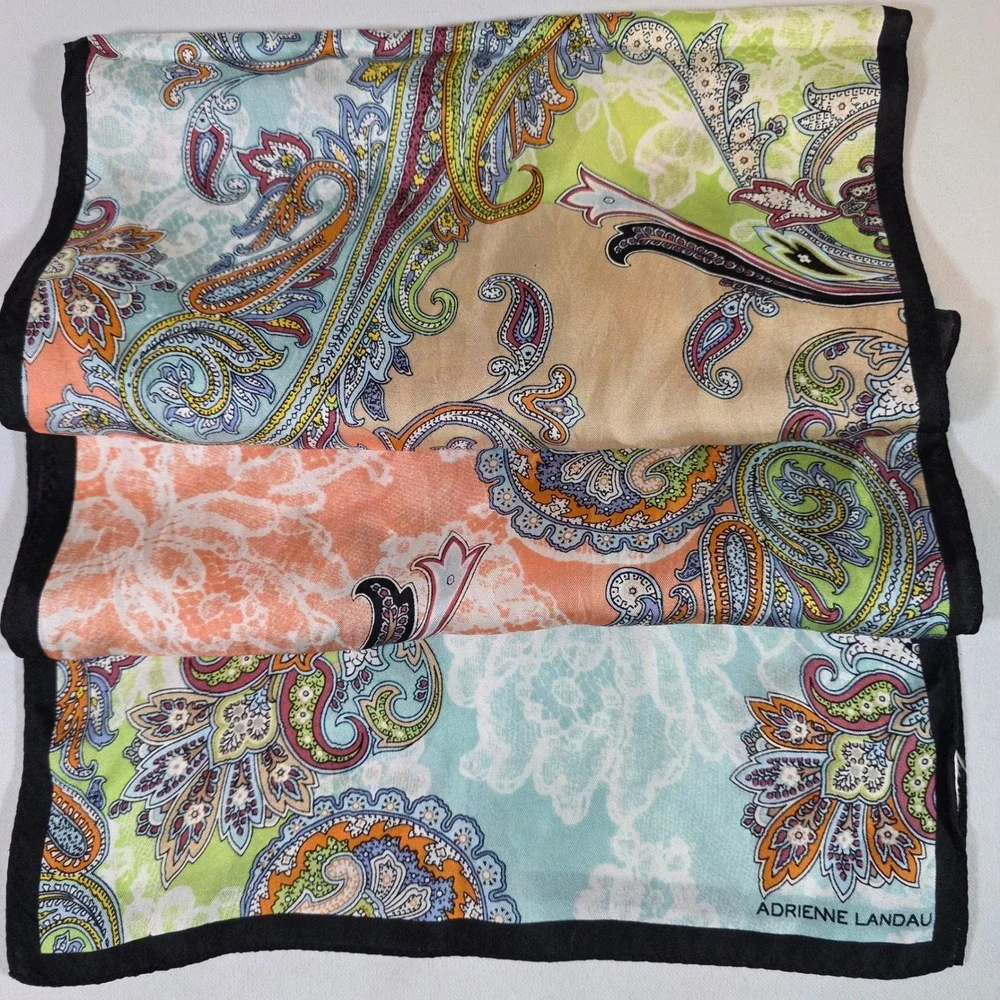Adrienne Landau Paisley Multicolor Silk Scarf Womens 12